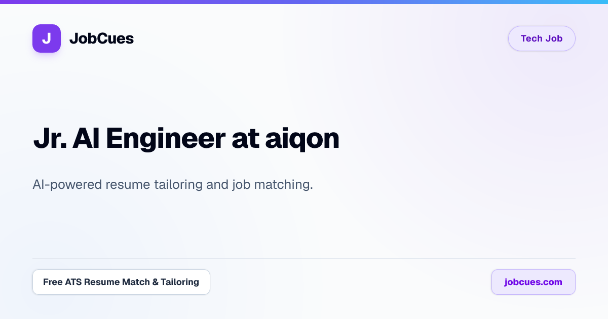 Jr. AI Engineer at aiqon (Remote) | JobCues