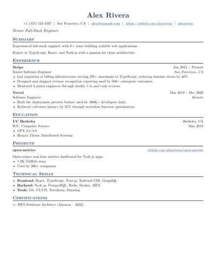 ATS Clean resume template preview — Minimalist, zero-clutter parsing favorite