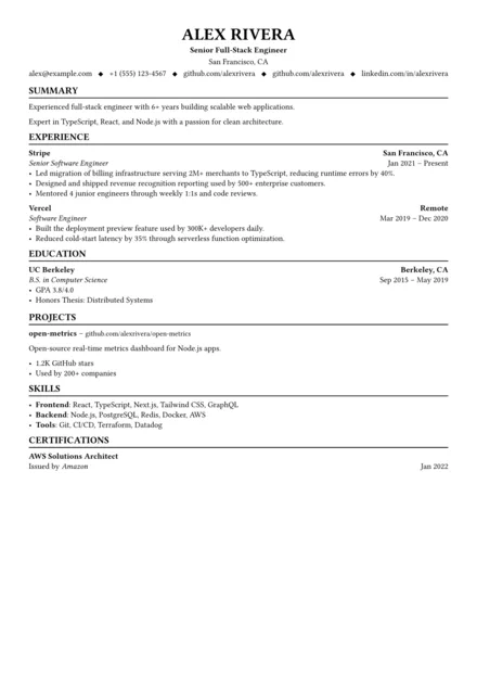 ImpreCV resume template preview — Bold headlines with high-contrast deliverables