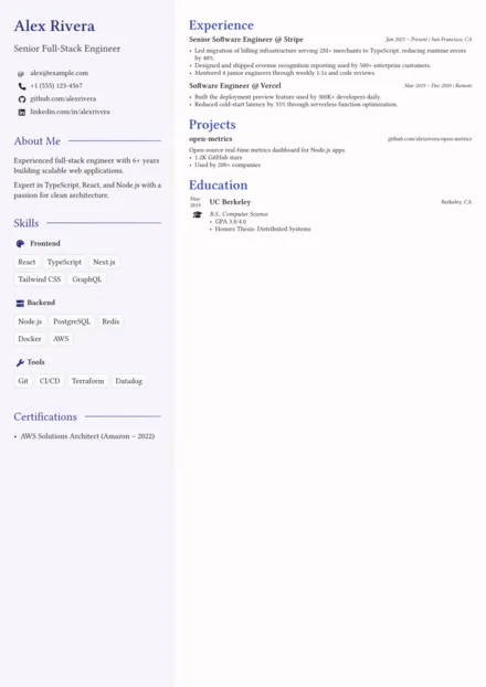 Lavandula resume template preview — Subtle elegance with modern header accents