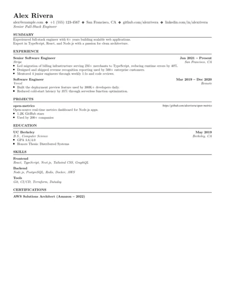 TTQ Compact resume template preview — Maximum content density in a tight, compact layout